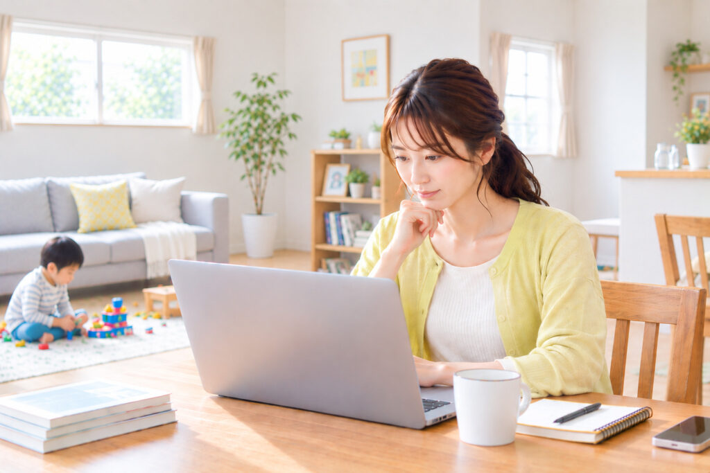 家事・育児と両立しながらWEBデザインを学ぶ女性
